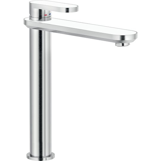 Высокий смеситель для раковины Nobili Dress, inox T.E.A.+ and FENIX NTM® bianco kos (DS106128/2TBK) Для раковины Нержавеющая сталь/белый