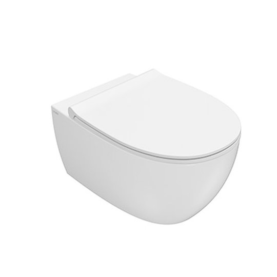 Подвесной безободковый унитаз с крышкой soft close Globo 4ALL, белый матовый (MDS03BO/MDR20BO) Подвесные 