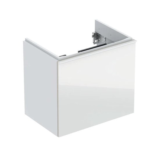 Тумба для умывальника подвесная 595 мм с укороченным вылетом и сифоном Geberit Acanto, белый глянцевый (500.614.01.2) Geberit Тумбы
