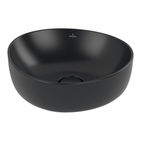 Раковина накладна асиметрична 40х39, 5 см Villeroy &amp; Boch Antao, Pure Black (4A7240R7) На стільницю 
