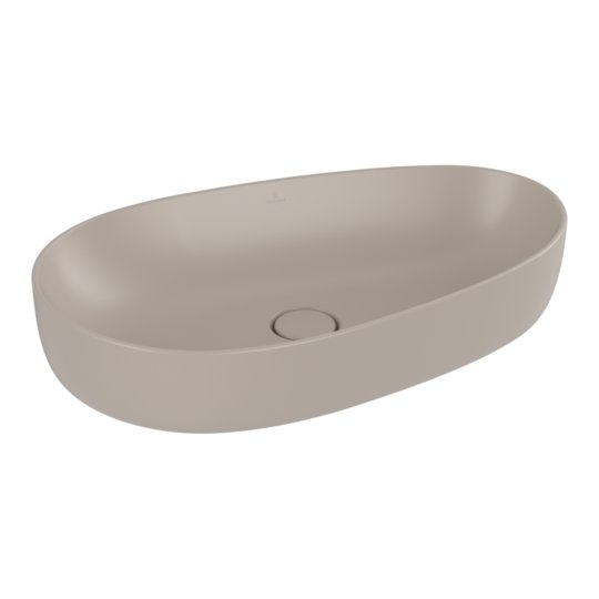 Раковина накладная ассиметричная 65х40 см Villeroy&Boch Antao, Almond (4A7465AM) На столешницу Асимметричные