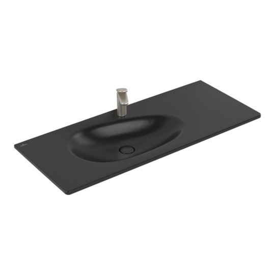 Раковина встраиваемая 120х50 Villeroy&Boch Antao, Pure Black (4A77LBR7) Встраиваемые сверху Прямоугольные