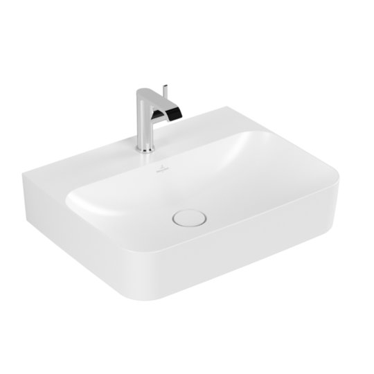 Раковина накладная 60х47 Villeroy&Boch Finion, Stone White (416861RW) На столешницу, Подвесные Прямоугольные