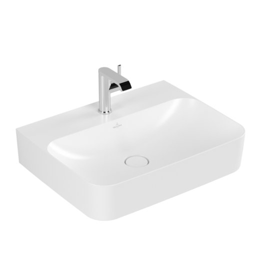 Раковина накладная 60х47 Villeroy&Boch Finion, Stone White (416864RW) На столешницу, Подвесные Прямоугольные