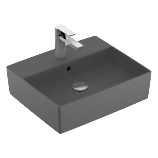Раковина подвесная 49,8х42 Villeroy&Boch Memento 2.0, Graphite (4A0750i4) На столешницу, Подвесные Прямоугольные