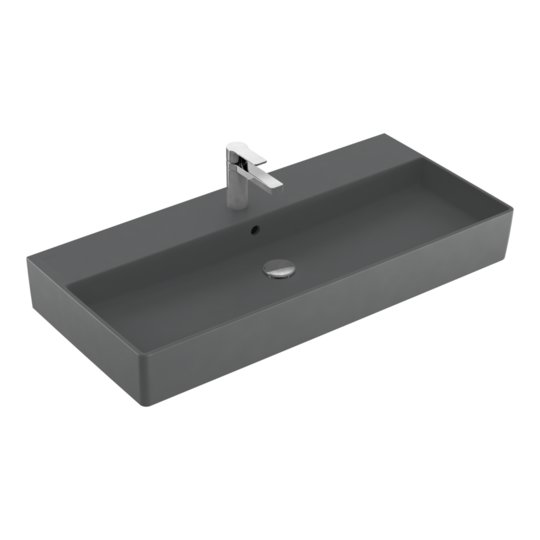 Раковина подвесная 100х47 Villeroy&Boch Memento 2.0, Graphite (4A221GI4) На столешницу, Подвесные Прямоугольные