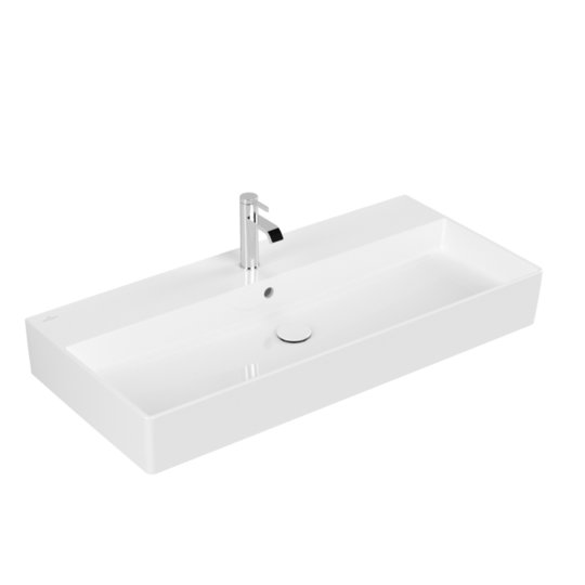 Раковина подвесная 100х47 Villeroy&Boch Memento 2.0, White Alpin CeramicPlus (4A221GR1) На столешницу, Подвесные Прямоугольные
