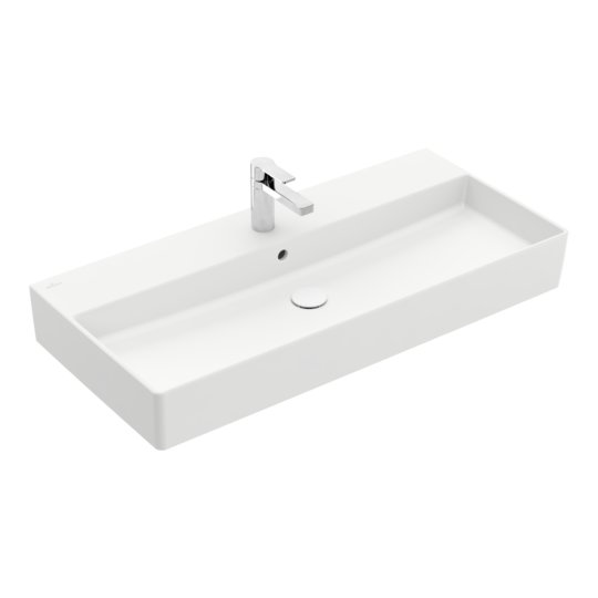 Раковина подвесная 100х47 Villeroy&Boch Memento 2.0, Stone White (4A221GRW) На столешницу, Подвесные Прямоугольные
