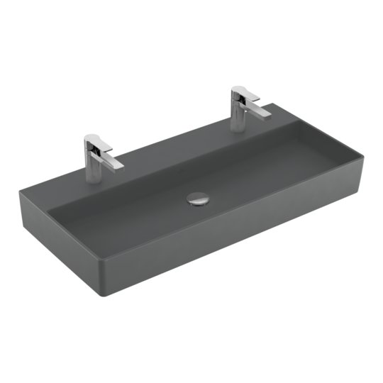 Раковина подвесная 100х47 Villeroy&Boch Memento 2.0, Graphite (4A221KI4) На столешницу, Подвесные Прямоугольные