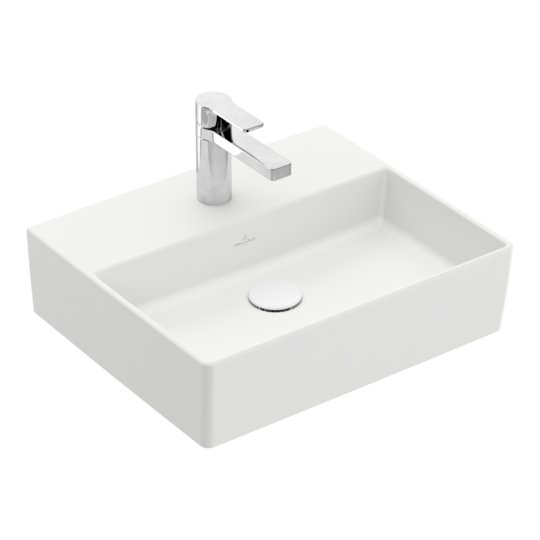Раковина подвесная 50х42 Villeroy&Boch Memento 2.0, Stone White (4A225LRW) На столешницу, Подвесные Прямоугольные