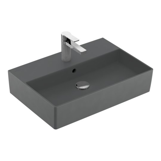 Раковина подвесная 60х42 Villeroy&Boch Memento 2.0, Graphite (4A2260I4) На столешницу, Подвесные Прямоугольные