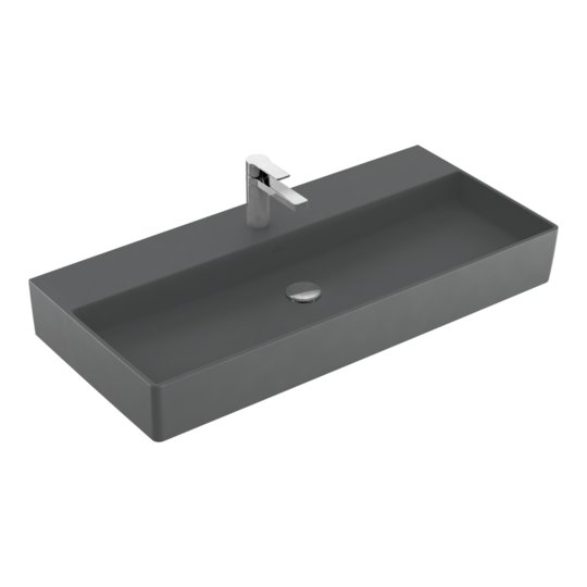 Раковина подвесная 100х47 Villeroy&Boch Memento 2.0, Graphite (4A22A2I4) На столешницу, Подвесные Прямоугольные