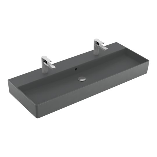 Раковина подвесная 120х47 Villeroy&Boch Memento 2.0, Graphite (4A22CKI4) На столешницу, Подвесные Прямоугольные