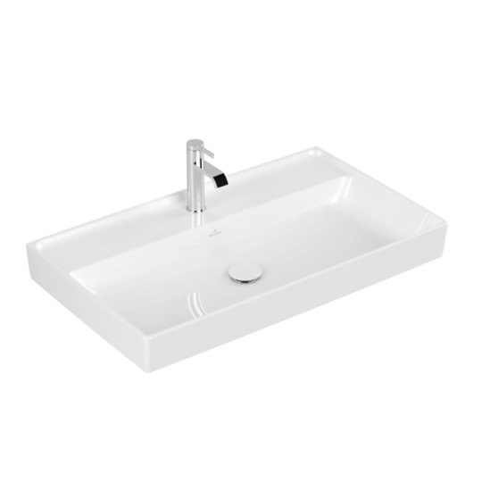 Раковина 80х46,5 Villeroy&Boch Collaro, White Alpin CeramicPlus (4A3381R1) На столешницу, Подвесные Прямоугольные