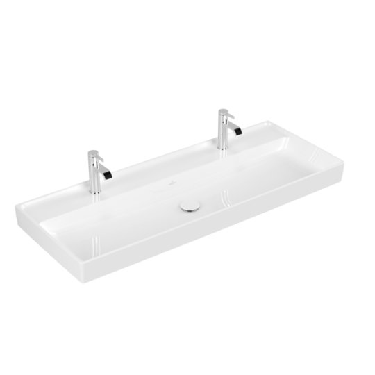 Раковина 120х47 Villeroy&Boch Collaro, White Alpin CeramicPlus (4A33C1R1) На столешницу, Подвесные Прямоугольные