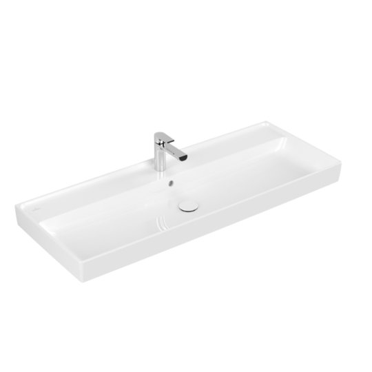 Раковина 120х47 Villeroy&Boch Collaro, White Alpin CeramicPlus (4A33C5R1) На столешницу, Подвесные Прямоугольные