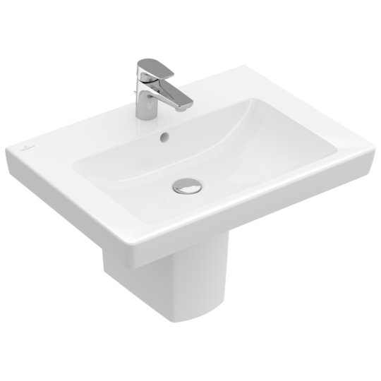Раковина 65х47 Villeroy &amp; Boch Subway 2.0, White Alpin CeramicPlus (711365R1) На напівп'єдестал, На п'єдестал, Підвісні 