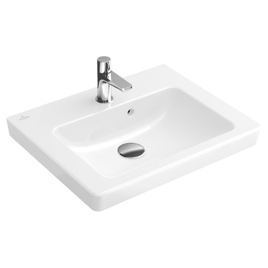 Раковина 50х40 Villeroy &amp; Boch Subway 2.0, White Alpin CeramicPlus (731550R1) На напівп'єдестал, На п'єдестал, На стільницю, Підвісні 