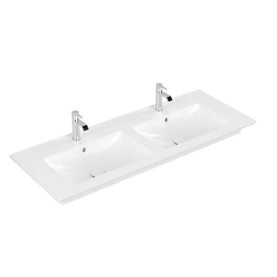 Раковина 130х50 Villeroy&Boch Venticello, White Alpin CeramicPlus (4111DLR1) На столешницу, Подвесные Прямоугольные