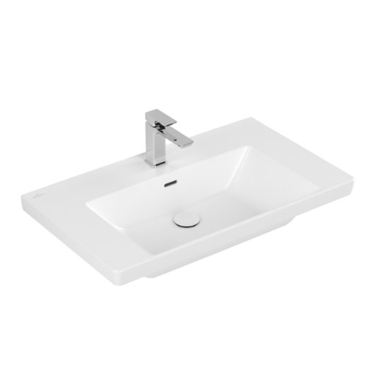 Раковина 80х47 Villeroy&Boch Subway 3.0, Stone White (4A7080RW) На столешницу, Подвесные Прямоугольные