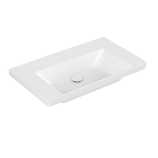 Раковина 80х47 Villeroy&Boch Subway 3.0, White Alpin (4A708301) На столешницу, Подвесные Прямоугольные