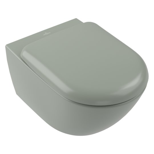 Подвесной безободковый унитаз Villeroy&Boch Antao со смывом TwistFlush, Morning Green (4674T0R8) Подвесные 