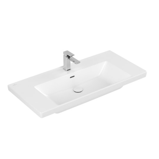 Раковина 100х47 Villeroy&Boch Subway 3.0, Stone White (4A70A5RW) На столешницу, Подвесные Прямоугольные