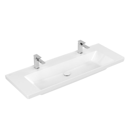 Раковина 130х47,5 Villeroy&Boch Subway 3.0, White Alpin (4A70D101) На столешницу, Подвесные Прямоугольные