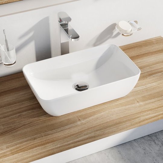 Керамическая раковина 50 см Ravak UNI 500 B Slim, белый (XJX01150001) На столешницу, На тумбу Прямоугольные
