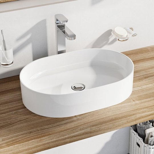 Керамическая раковина 55 см Ravak Ceramic Slim O, белый (XJX01155001) На столешницу, На тумбу Овальные