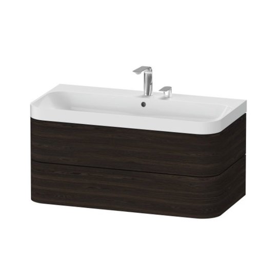 Мебельный комплект 97,5х49 см, 2 отверстия под смеситель Duravit Happy D.2 Plus, орех (HP4348E6969) Duravit Мебельные комплекты