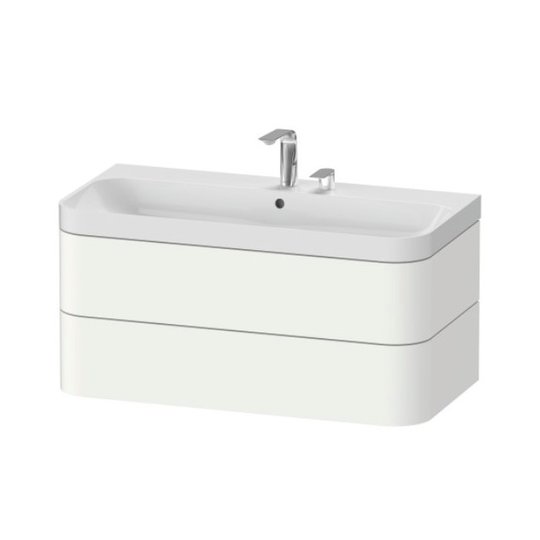 Мебельный комплект 97,5х49 см, 2 отверстия под смеситель Duravit Happy D.2 Plus, белый матовый (HP4348E3636) Duravit Мебельные комплекты