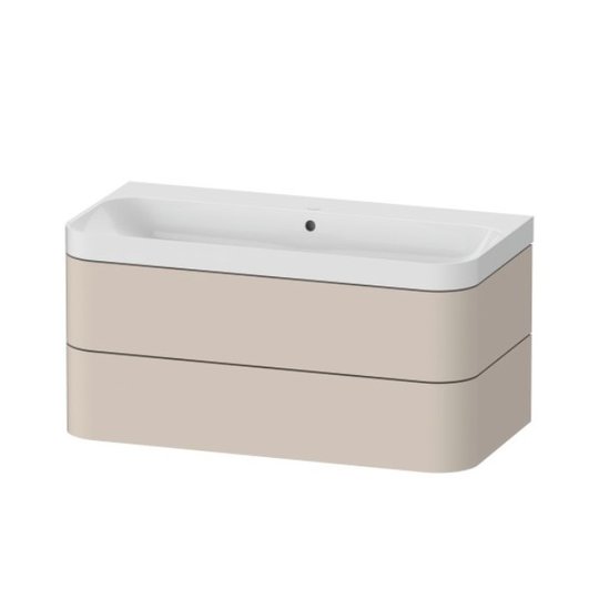 Меблевий комплект 97, 5х49 см, без отвору під змішувач Duravit Happy D. 2 Plus, сіро-коричневий супер матовий (HP4348N8383) Duravit Меблеві комплекти
