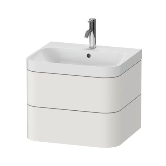 Мебельный комплект 57,5х49 см, 1 отверстие под смеситель Duravit Happy D.2 Plus, белый шелковисто-матовый (HP4345O3939) Duravit Мебельные комплекты