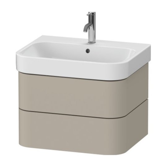 Тумба подвесная под раковину, 2 ящика, 62,5х49 см Duravit Happy D.2 Plus, серо-коричневый (HP4386060600000) Duravit Тумбы