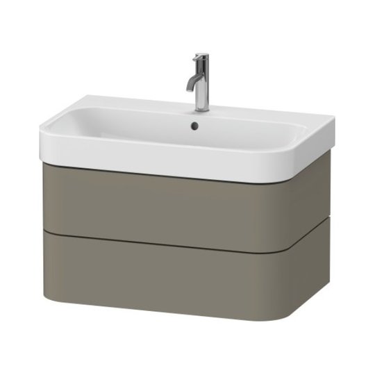 Тумба подвесная под раковину, 2 ящика, 77,5х49 см Duravit Happy D.2 Plus, серый камень (HP4387092920000) Duravit Тумбы
