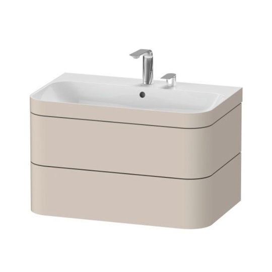 Меблевий комплект 77, 5х49 см, 1 отвір під змішувач Duravit Happy D. 2 Plus, сіро-коричневий супер матовий (HP4637O8383) Duravit Меблеві комплекти