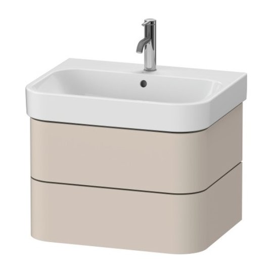 Тумба подвесная под раковину, 2 ящика, 62,5х49 см Duravit Happy D.2 Plus, серо-коричневый супер матовый (HP4386083830000) Duravit Тумбы