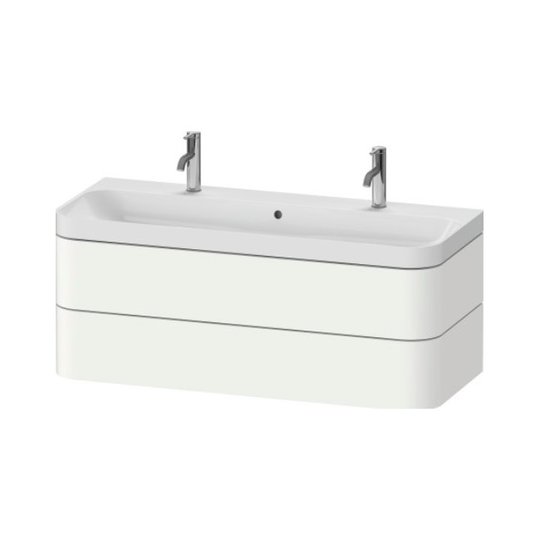 Мебельный комплект с раковиной на 2 смесителя 117,5х49 см, Duravit Happy D.2 Plus, белый супер матовый (HP4379O84840000) Duravit Мебельные комплекты