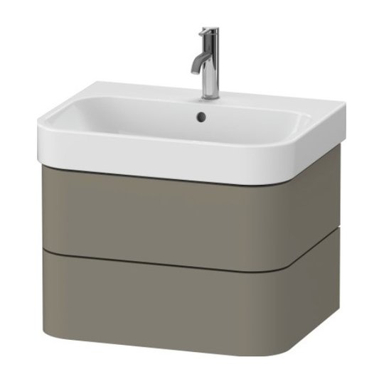 Тумба підвісна під раковину, 2 ящики, 62, 5х49 см Duravit Happy D. 2 Plus, сірий камінь (HP4386092920000) Duravit Тумби