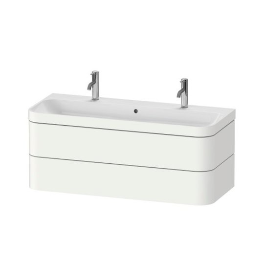 Мебельный комплект с раковиной на 2 смесителя 117,5х49 см, Duravit Happy D.2 Plus, белый матовый (HP4640O36360000) Duravit Мебельные комплекты