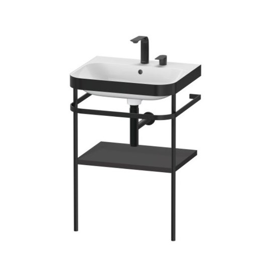 Мебельный комплект с раковиной на 2 отверстия и консолью, 57,5х49 см, Duravit Happy D.2 Plus, графит (HP4735E8080) Duravit Мебельные комплекты