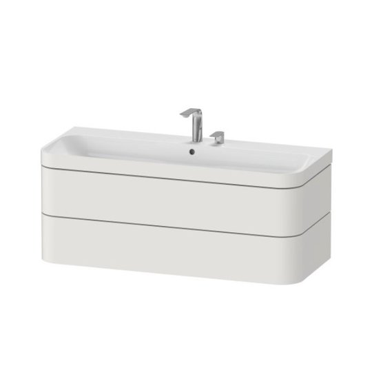 Мебельный комплект 117,5х49 см, 2 отверстия под смеситель Duravit Happy D.2 Plus, белый шелковично-матовый (HP4639E39390000) Duravit Мебельные комплекты