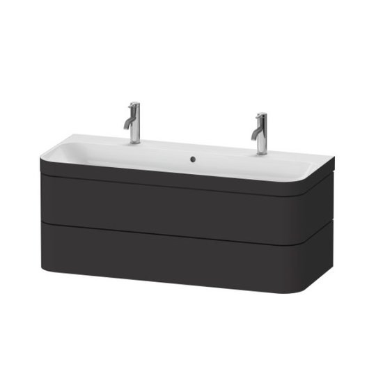 Меблевий комплект з раковиною на 2 змішувача 117, 5х49 см, Duravit Happy D. 2 Plus, графіт (HP4640O80800000) Duravit Меблеві комплекти