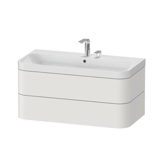 Меблевий комплект 97, 5х49 см, 2 отвори під змішувач Duravit Happy D. 2 Plus, білий шовковисто-матовий (HP4638E3939) Duravit Меблеві комплекти