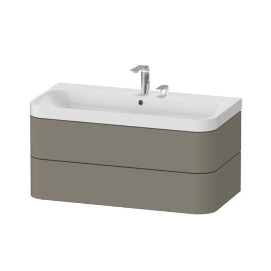 Мебельный комплект 97,5х49 см, 2 отверстия под смеситель Duravit Happy D.2 Plus, серый камень (HP4638E9292) Duravit Мебельные комплекты
