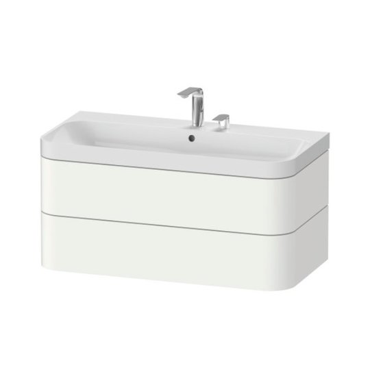 Меблевий комплект 97, 5х49 см, 2 отвори під змішувач Duravit Happy D. 2 Plus, білий супер матовий (HP4638E8484) Duravit Меблеві комплекти