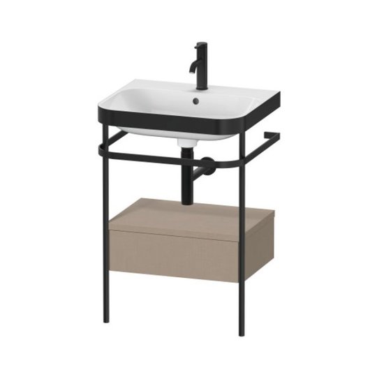 Мебельный комплект с раковиной с 1 отверстием и консолью, 57,5х49 см, Duravit Happy D.2 Plus, льняной декор (HP4740O7575) Duravit Мебельные комплекты
