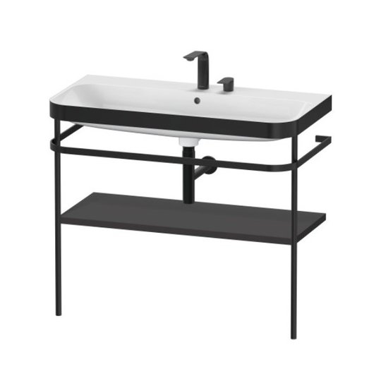 Меблевий комплект з раковиною на 2 отвори і консоллю, 97, 5х49 см, Duravit Happy D. 2 Plus, графіт (HP4738E8080) Duravit Меблеві комплекти