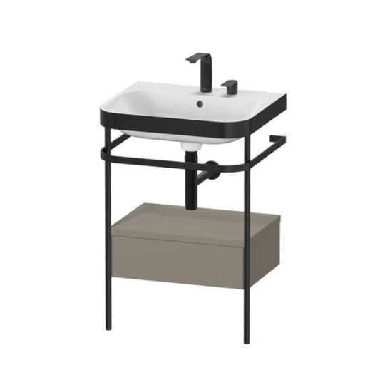 Мебельный комплект с раковиной на 2 отверстия и консолью, 57,5х49 см, Duravit Happy D.2 Plus, серый камень (HP4740E9292) Duravit Мебельные комплекты